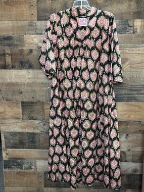 Mod’s Mahal black paisley floral cotton kaftan dress Sz S-M Excellent Condition